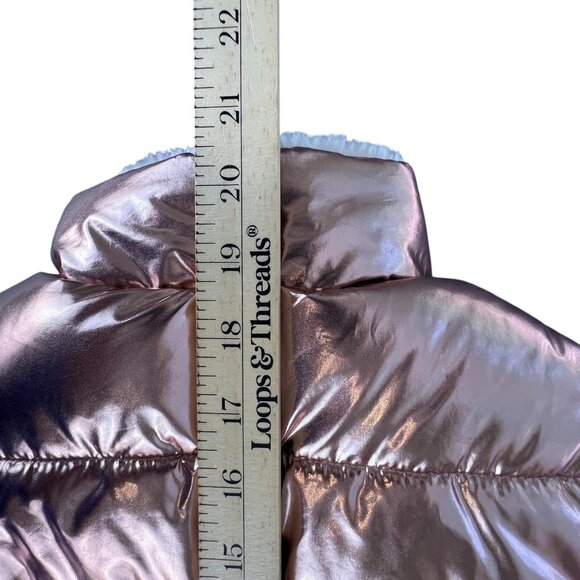 Girls S Epic Threads Reversible Metallic Gold Pink Faux Fur Vest Warm Layering - Picture 6 of 10